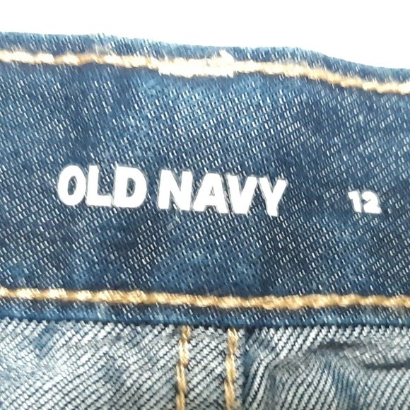 Old Navy Shorts Girls 12 Blue Cuffed Dark Wash 27 in Adjustable Waist New - Picture 7 of 9